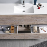 Fresca FCB9260RNW-S-I Catania 60" Rustic Natural Wood Wall Hung Modern Bathroom Cabinet with Integrated Single Sink