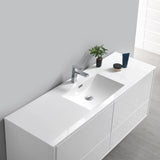 Fresca FCB9260WH-S-I Catania 60" Glossy White Wall Hung Modern Bathroom Cabinet with Integrated Single Sink