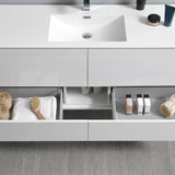 Fresca FCB9260WH-S-I Catania 60" Glossy White Wall Hung Modern Bathroom Cabinet with Integrated Single Sink