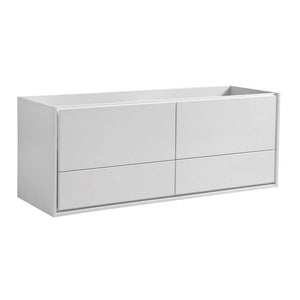 Fresca FCB9260WH-S Catania 60" Glossy White Wall Hung Single Sink Modern Bathroom Cabinet