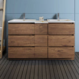 Fresca FCB93-241224RW-D-I Lazzaro 60" Rosewood Free Standing Double Sink Modern Bathroom Cabinet with Integrated Sinks