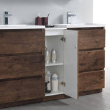 Fresca FCB93-241224RW-D-I Lazzaro 60" Rosewood Free Standing Double Sink Modern Bathroom Cabinet with Integrated Sinks