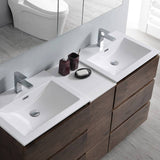 Fresca FCB93-241224RW-D-I Lazzaro 60" Rosewood Free Standing Double Sink Modern Bathroom Cabinet with Integrated Sinks