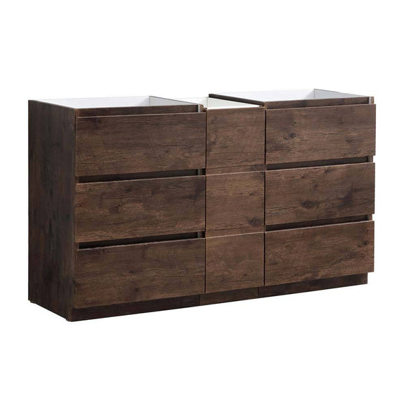 Fresca FCB93-241224RW-D Lazzaro 60" Rosewood Free Standing Double Sink Modern Bathroom Cabinet