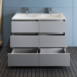 Fresca FCB93-2424GR-D-I Lazzaro 48" Gray Free Standing Modern Bathroom Cabinet with Integrated Double Sink