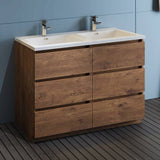 Fresca FCB93-2424RW-D-I Lazzaro 48" Rosewood Free Standing Modern Bathroom Cabinet with Integrated Double Sink