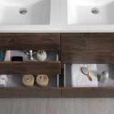 Fresca FCB93-2424RW-D-I Lazzaro 48" Rosewood Free Standing Modern Bathroom Cabinet with Integrated Double Sink