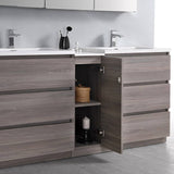 Fresca FCB93-301230MGO-D-I Lazzaro 72" Gray Wood Free Standing Double Sink Modern Bathroom Cabinet with Integrated Sinks