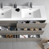 Fresca FCB93-3030MGO-D-I Lazzaro 60" Gray Wood Free Standing Modern Bathroom Cabinet with Integrated Double Sink