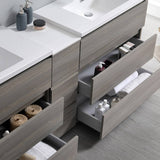 Fresca FCB93-361236MGO-D-I Lazzaro 84" Gray Wood Free Standing Double Sink Modern Bathroom Cabinet with Integrated Sinks