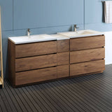 Fresca FCB93-361236RW-D-I Lazzaro 84" Rosewood Free Standing Double Sink Modern Bathroom Cabinet with Integrated Sinks