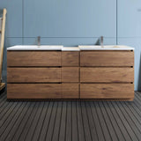 Fresca FCB93-361236RW-D-I Lazzaro 84" Rosewood Free Standing Double Sink Modern Bathroom Cabinet with Integrated Sinks