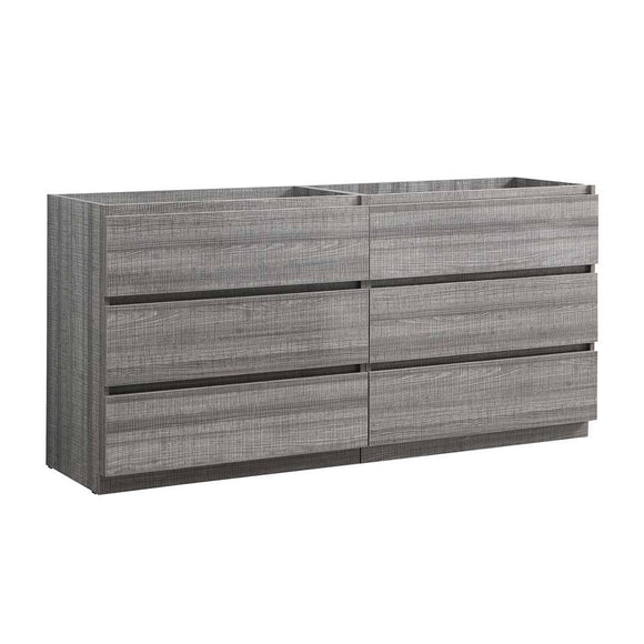 Fresca FCB93-3636HA-D Lazzaro 70" Ash Gray Free Standing Double Sink Modern Bathroom Cabinet