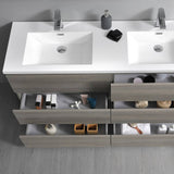 Fresca FCB93-3636MGO-D-I Lazzaro 72" Gray Wood Free Standing Modern Bathroom Cabinet with Integrated Double Sink