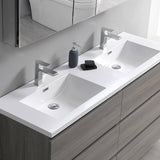 Fresca FCB93-3636MGO-D-I Lazzaro 72" Gray Wood Free Standing Modern Bathroom Cabinet with Integrated Double Sink