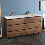 Fresca FCB93-3636RW-D-I Lazzaro 72" Rosewood Free Standing Modern Bathroom Cabinet with Integrated Double Sink