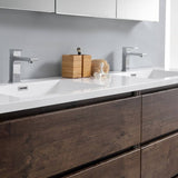 Fresca FCB93-3636RW-D-I Lazzaro 72" Rosewood Free Standing Modern Bathroom Cabinet with Integrated Double Sink