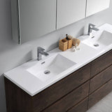 Fresca FCB93-3636RW-D-I Lazzaro 72" Rosewood Free Standing Modern Bathroom Cabinet with Integrated Double Sink