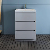 Fresca FCB9324GR-I Lazzaro 24" Gray Free Standing Modern Bathroom Cabinet with Integrated Sink