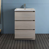 Fresca FCB9324MGO-I Lazzaro 24" Gray Wood Free Standing Modern Bathroom Cabinet with Integrated Sink