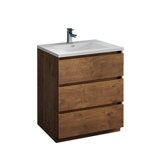 Fresca FCB9330RW-I Lazzaro 30" Rosewood Free Standing Modern Bathroom Cabinet with Integrated Sink