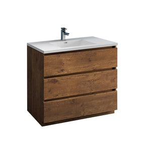 Fresca FCB9342RW-I Lazzaro 42" Rosewood Free Standing Modern Bathroom Cabinet with Integrated Sink