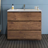 Fresca FCB9342RW-I Lazzaro 42" Rosewood Free Standing Modern Bathroom Cabinet with Integrated Sink