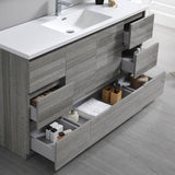 Fresca FCB9360HA-S-I Lazzaro 60" Ash Gray Free Standing Modern Bathroom Cabinet with Integrated Single Sink