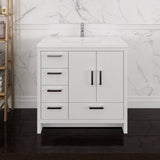 Fresca FCB9436WH-L-I Imperia 36" Glossy White Free Standing Modern Bathroom Cabinet with Integrated Sink - Left Version