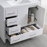 Fresca FCB9436WH-L-I Imperia 36" Glossy White Free Standing Modern Bathroom Cabinet with Integrated Sink - Left Version