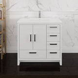 Fresca FCB9436WH-R-I Imperia 36" Glossy White Free Standing Modern Bathroom Cabinet with Integrated Sink - Right Version