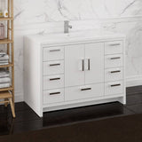 Fresca FCB9448WH-I Imperia 48" Glossy White Free Standing Modern Bathroom Cabinet with Integrated Sink