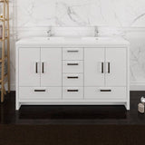 Fresca FCB9460WH-D-I Imperia 60" Glossy White Free Standing Modern Bathroom Cabinet with Integrated Double Sink