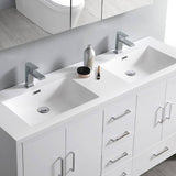 Fresca FCB9460WH-D-I Imperia 60" Glossy White Free Standing Modern Bathroom Cabinet with Integrated Double Sink