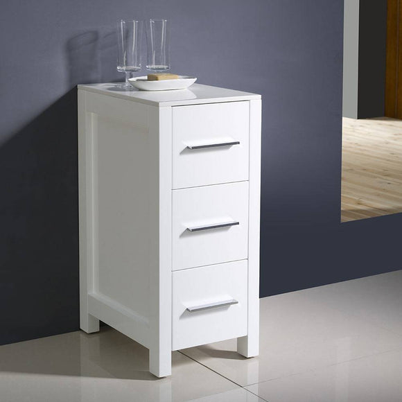 Fresca FST6212WH Torino 12" Bathroom Linen Side Cabinet in White