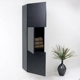 Fresca FST8090BW Bathroom Linen Side Cabinet with 3 Large Storage Areas in Black