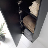 Fresca FST8090BW Bathroom Linen Side Cabinet with 3 Large Storage Areas in Black