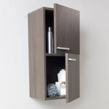 Fresca FST8091GO Bathroom Linen Side Cabinet with 2 Storage Areas in Gray Oak