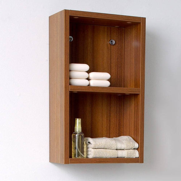 Fresca FST8092TK Bathroom Linen Side Cabinet with 2 Open Storage Areas in Teak