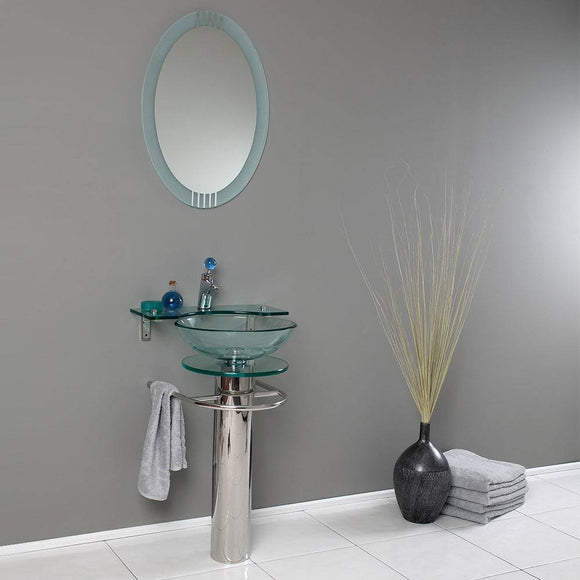 Fresca FVN1019 Ovale 24" Modern Glass Bathroom Vanity with Frosted Edge Mirror