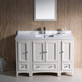 Fresca FVN20-122412AW Oxford 48" Traditional Bathroom Vanity with 2 Side Cabinets in Antique White