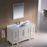 Fresca FVN20-123012AW Oxford 54" Traditional Bathroom Vanity with 2 Side Cabinets in Antique White