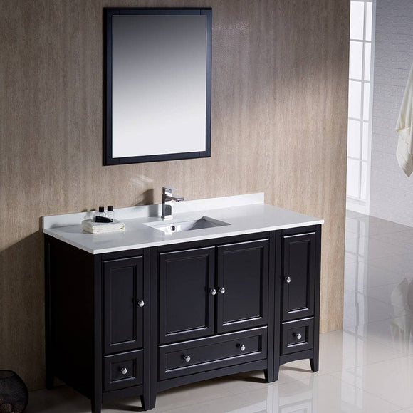 Fresca FVN20-123012ES Oxford 54" Traditional Bathroom Vanity with 2 Side Cabinets in Espresso