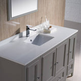 Fresca FVN20-123012GR Oxford 54" Gray Traditional Bathroom Vanity with 2 Side Cabinets