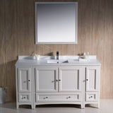 Fresca FVN20-123612AW Oxford 60" Traditional Bathroom Vanity with 2 Side Cabinets in Antique White