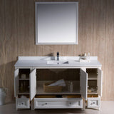 Fresca FVN20-123612AW Oxford 60" Traditional Bathroom Vanity with 2 Side Cabinets in Antique White