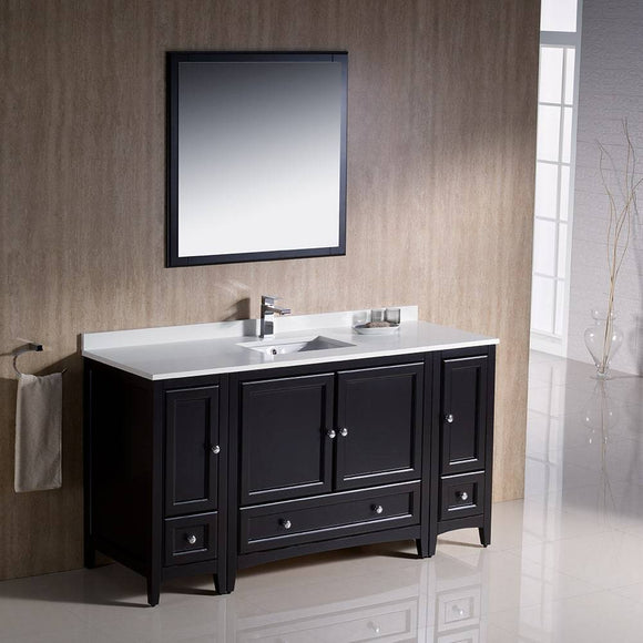 Fresca FVN20-123612ES Oxford 60" Traditional Bathroom Vanity with 2 Side Cabinets in Espresso