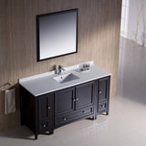 Fresca FVN20-123612ES Oxford 60" Traditional Bathroom Vanity with 2 Side Cabinets in Espresso