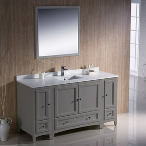 Fresca FVN20-123612GR Oxford 60" Gray Traditional Bathroom Vanity with 2 Side Cabinets