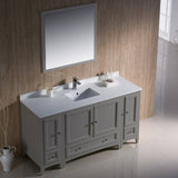 Fresca FVN20-123612GR Oxford 60" Gray Traditional Bathroom Vanity with 2 Side Cabinets